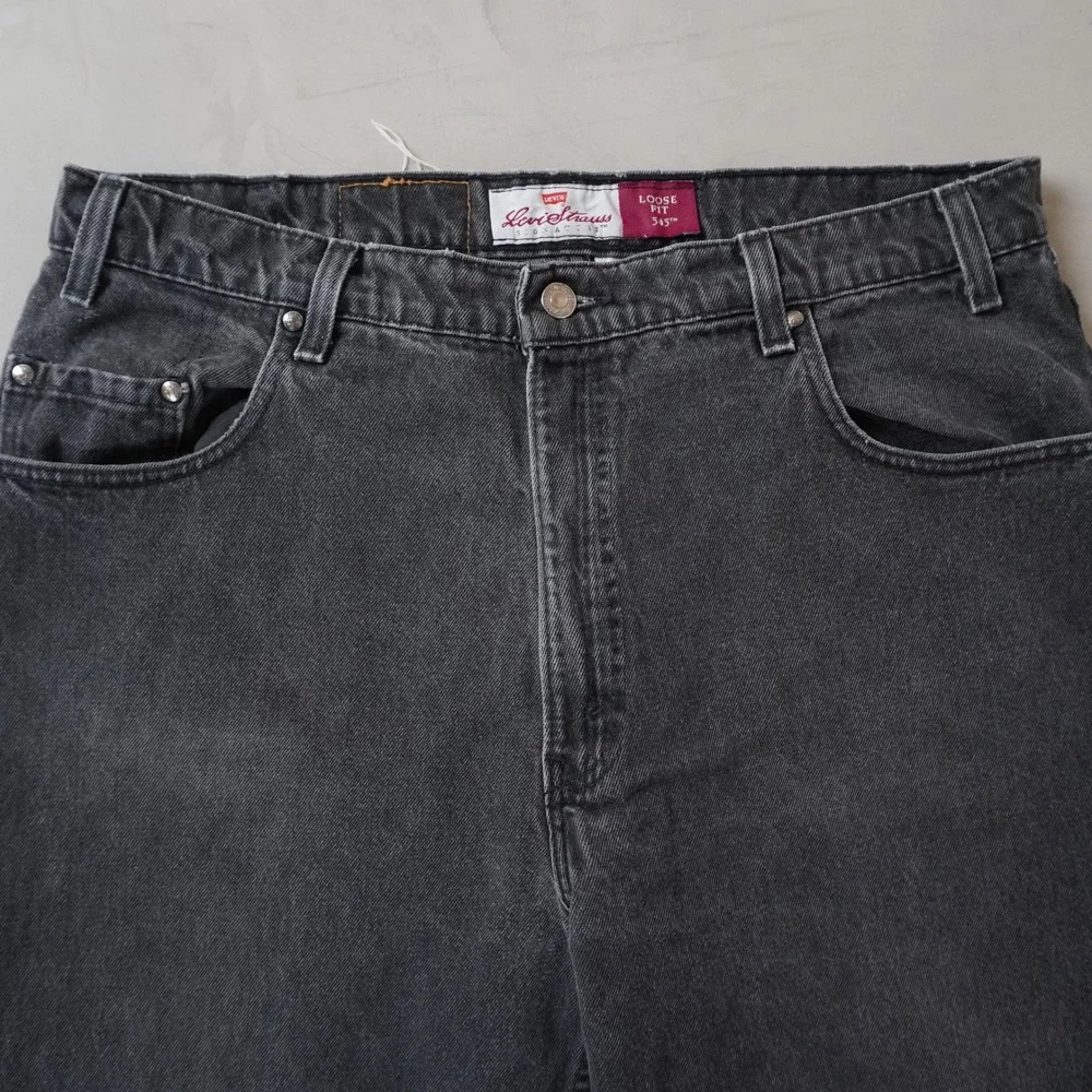 Vintage Levis 545 Jeans 38x32 Mens Black Loose Fit Straight USA Made Denim 90s